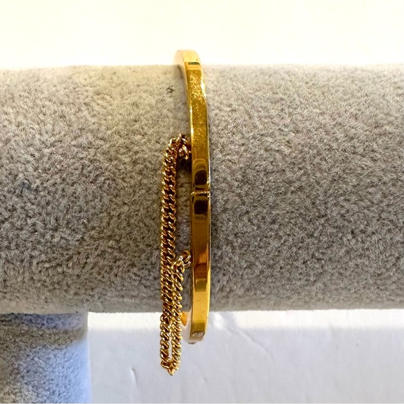 LDADPR Bracelet- Bangle w/ hinged open gold tone w/ clear & black rhinestones - Picture 13 of 15